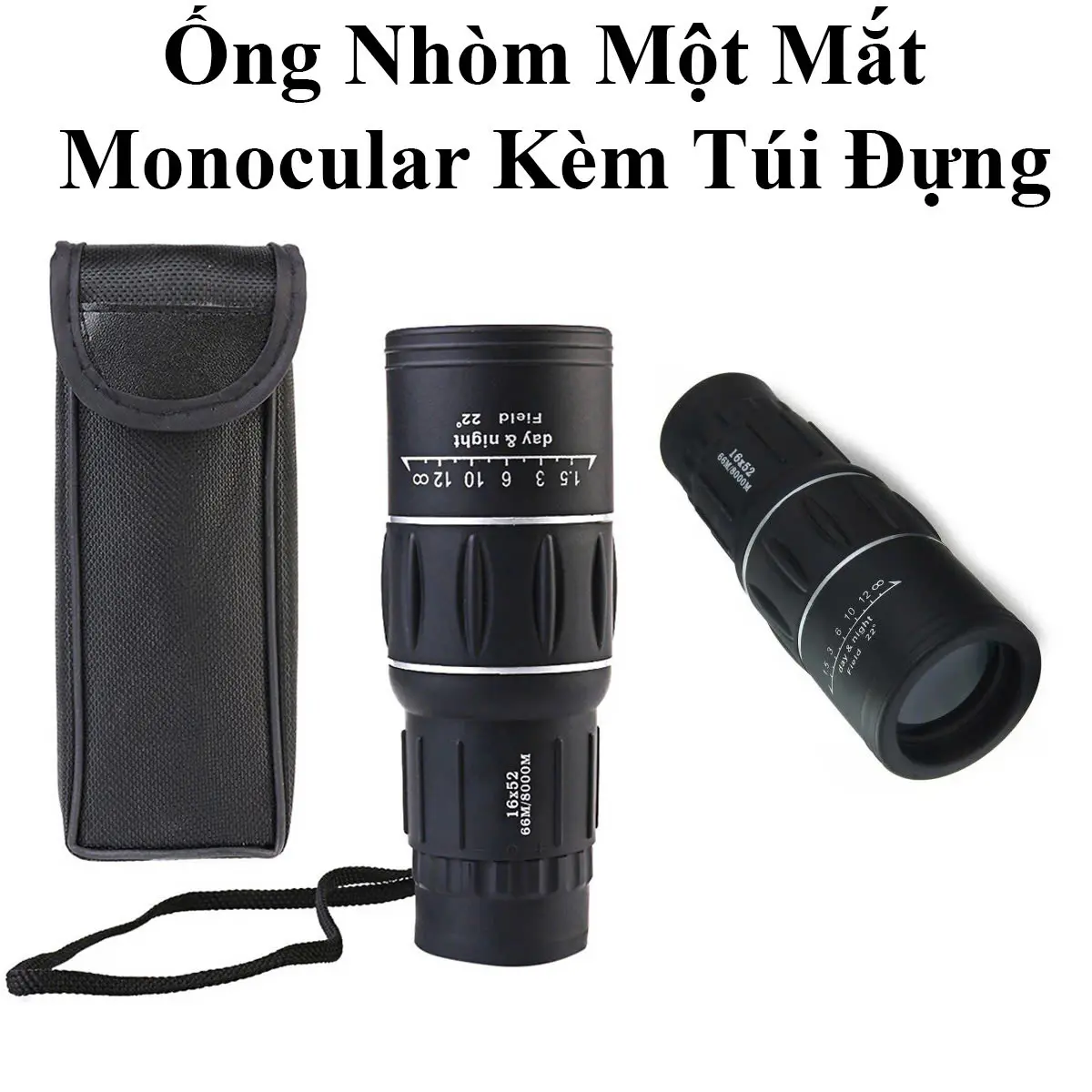 Ống Nhòm Một Mắt Siêu Nét 16x52 66m/8000m Kèm Túi Đựng Camping