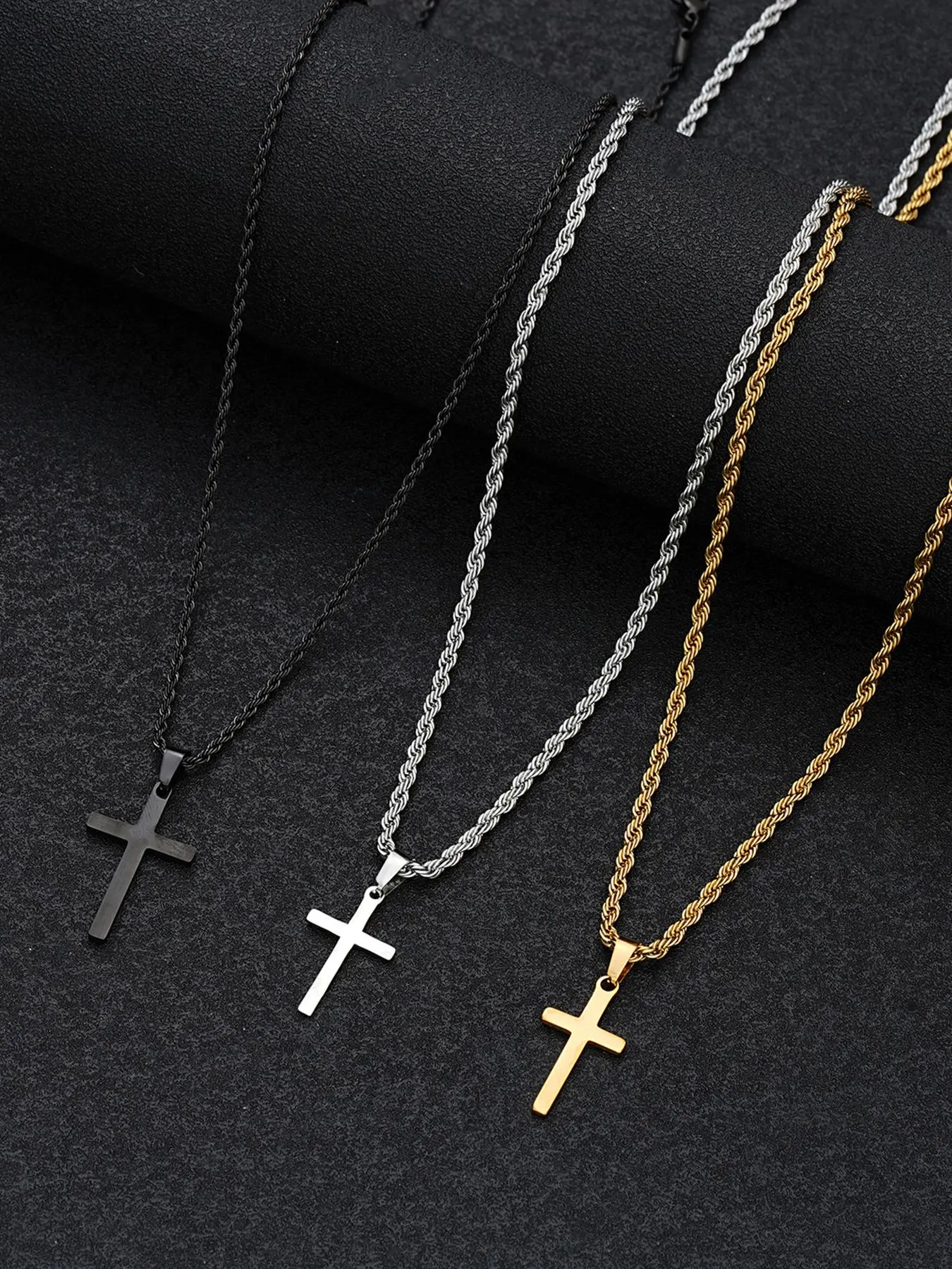 Stainless Steel Cross Pendant Necklace, Fashion Jewelry for Party, Daily Clothing Decor, Trendy All-match & Exquisite Jewelry for Birthday Gift, Gifts for Her
