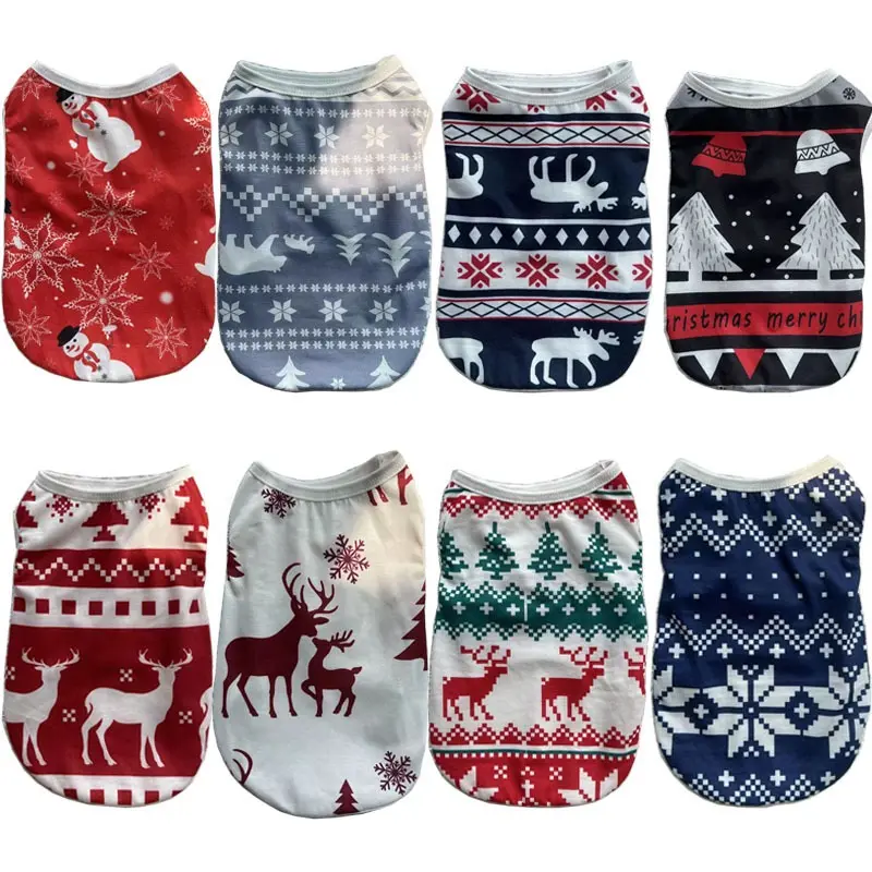 Sevenpet Christmas Dog Clothes for Shih Tzu Soft Pet Vest Cat Tshirt New Year Puppy Costume