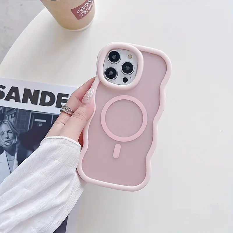 The new magnetic frosted translucent Wavy all-inclusive protected phone case supports wireless charging for iphone12/12pro/12pro max/13/13pro/13pro max/14/14pro/14pro max/15/15pro/15pro max/16/16pro/16pro max
