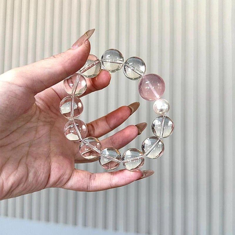Gentle Pink White Water Round Bead Bracelet Super Fairy Nobl - TikTok ...