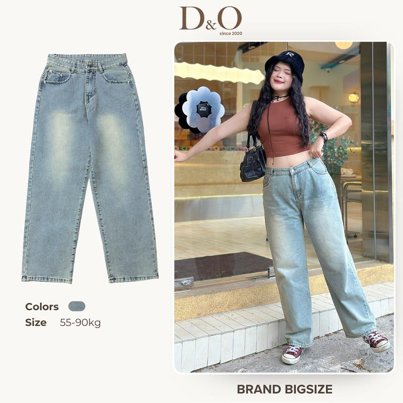 Quần Jean Ống Rộng Bigsize 55-85kg Quần Ống Rộng Xanh Cá Tính 3253 Cạp Cao Tôn Dáng Không Giãn mai anh quan jeansuong quần  jean