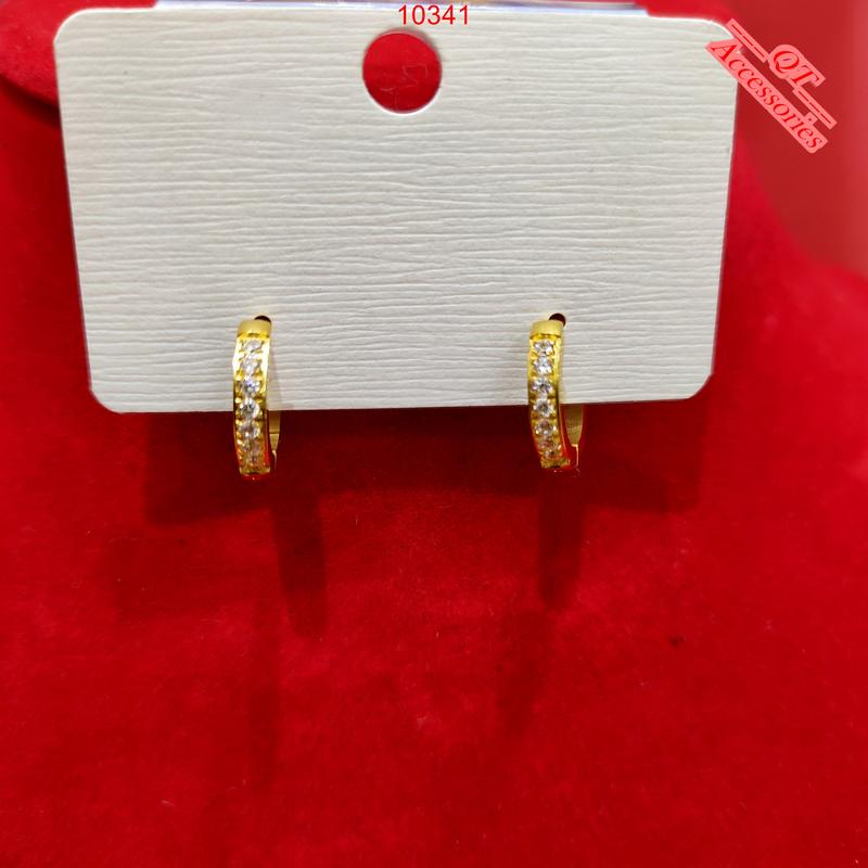 10341 - Bông tai titan mạ vàng 99k tròn một hàng đá Nữ