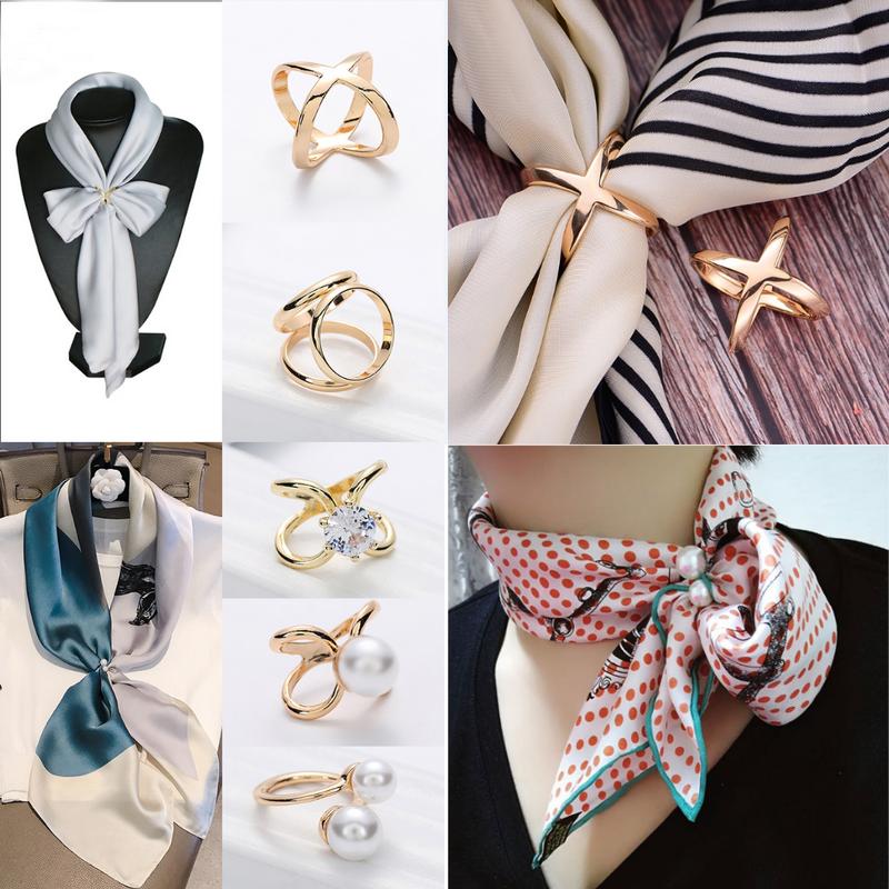  Khuy cài khăn- nút khoen thắt khăn lụa làm nơ tạo kiểu đa năng 