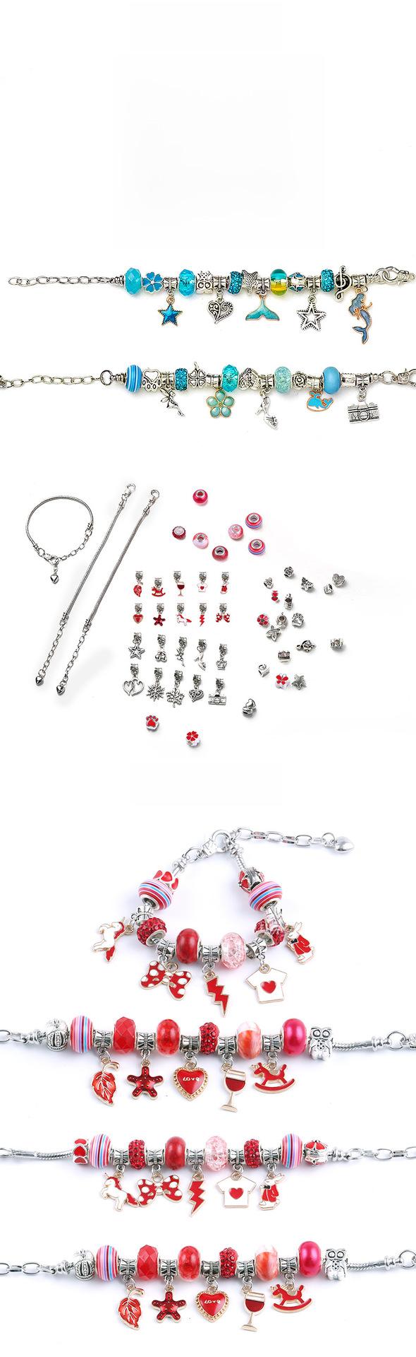 Product Introduction of Cross-Border Hot-Selling Children's Handmade Crystal Loose Beads Alloy Bracelet DIY Beading Material Kit Jewelry Accessories Gift Box Set 21