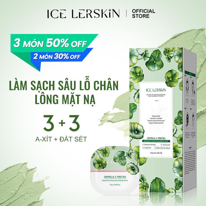 ICE LERSKIN Mặt Nạ Pudding, chứa chiết xuất Centella và cây trà, một hộp 10 miếng, tổng cộng 75g