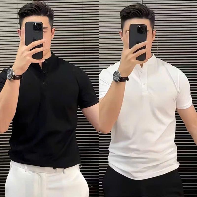 Áo Cộc Nam Cổ Trụ Vải Thun PoLy - Áo cộc tay Nam co dãn 4 chiều thoáng mát trẻ trung