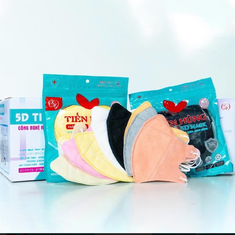 Combo 500c [ tặng thêm 50c ] khẩu trang 5D Tiến Hùng 3 lớp túi dán kháng giọt bắn , kháng tia uv, chống bụi mịn.....