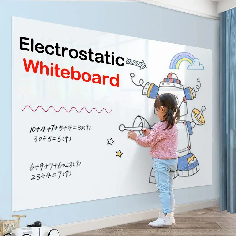 Reusable Static Walls Whiteboard Adheres Easy To Apply Remove Dry Eraser White Board White Electrostatic Adsorption Wall