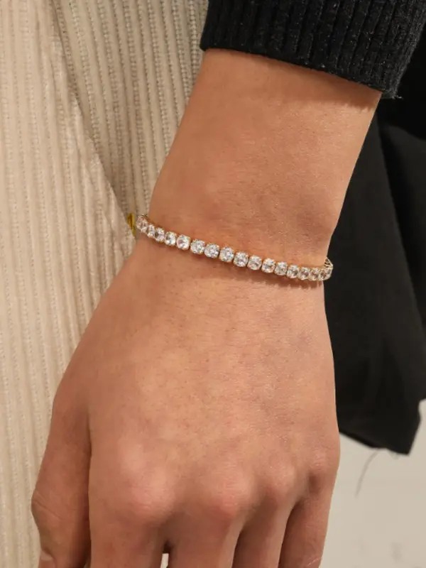 Men's Street Trend Rhinestone Decor Chain Bracelet, Trendy Exquisite Hip Hop Matching Bracelet, Chic Iced out Jewelry As Gift for Men 4