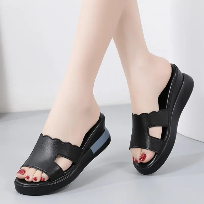 Sandal Wedges Wanita Fashion Kekinian 2024 - Tinggi Hak 5 Cm - Sendal, Cewek 1