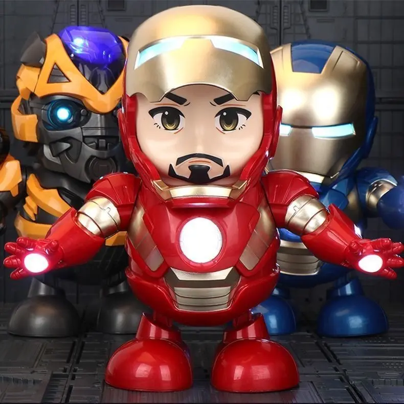 ตัวเต้น ไอรอนแมนเต้น หุ่นยนต์เต้นได้ใสถ่านหุ่นฮีโร่เต้น Dance hero มีเสียงมีไฟ ของเล่นเด็ก