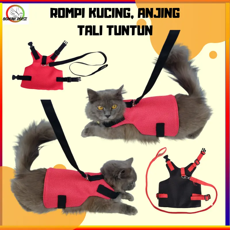 ROMPI TALI TUNTUN HEWAN PELIHARAAN UNTUK KUCING ANJING JALAN JALAN BAHAN NYAMAN 5