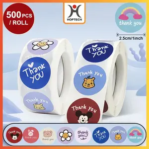 Hoptech- Sticker Thank You Roll 500pcs Stiker Terima Kasih Bulat 2.5cm Packing Makanan Kue Serbaguna