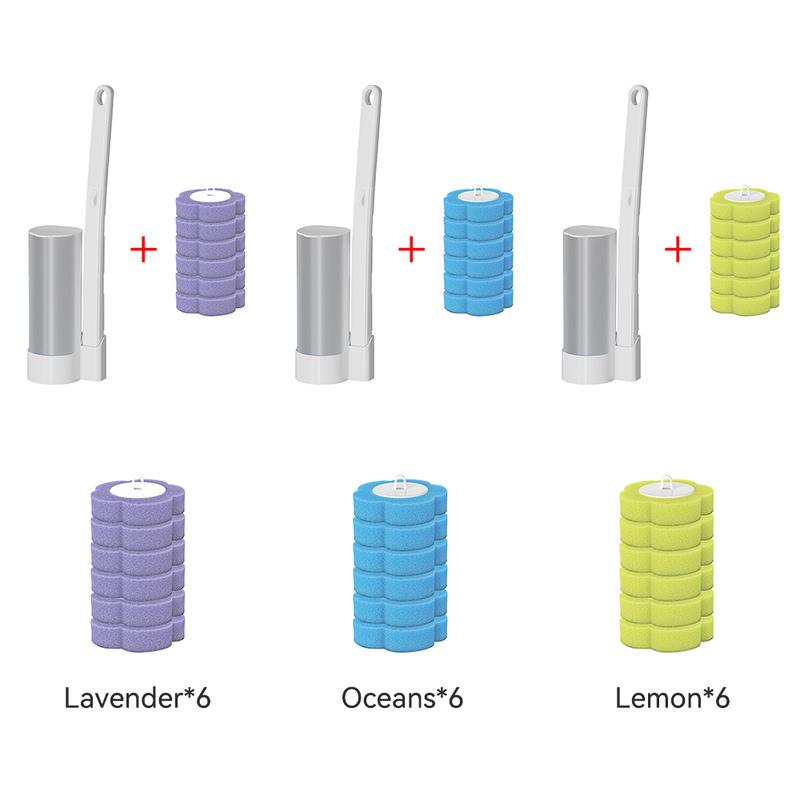 Product Introduction of Bathroom Toilet Brush Set With 6pcs Refills Brushes Bathroom Aaccessories Toilet Cleaner Tool Home Supplies 6