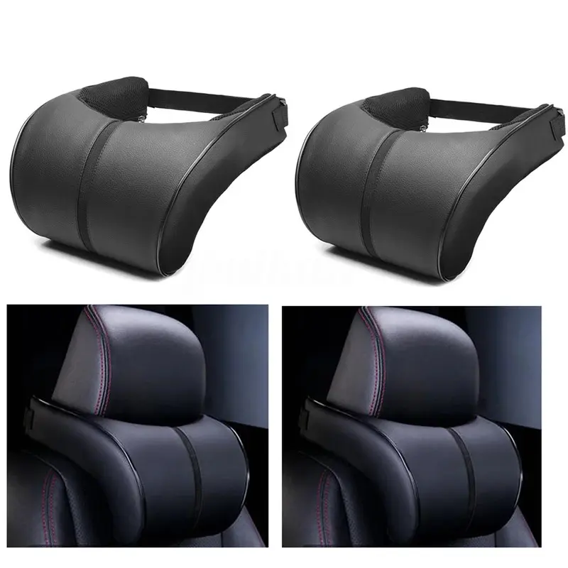Car Neck Pillow PU Leather Car Headrest Pillow Memory Foam Neck Pain Relief Car Seat Pillow Neck Support Car Accessories 4