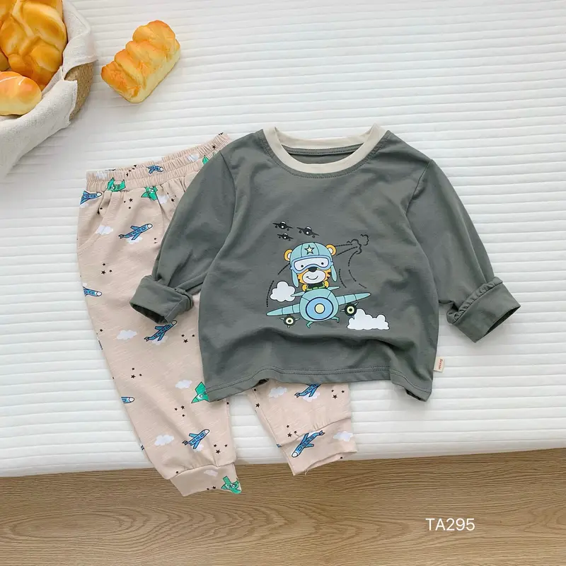305-Bộ cotton dài tay bé trai size 80-130 (9-23kg) Vải Cotton Cho Bé 2