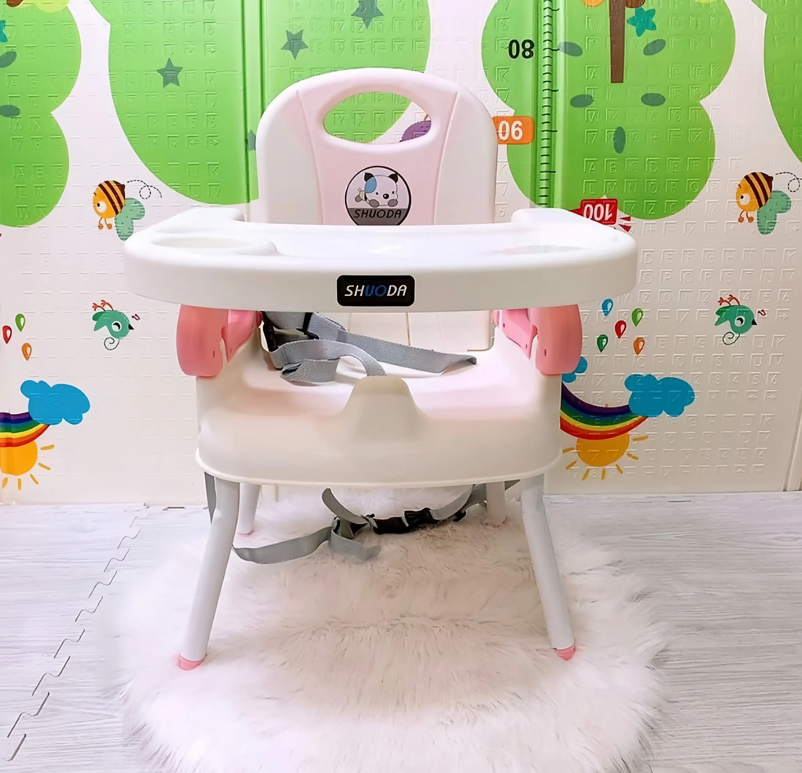 Ghế ăn dặm mã 518 gấp gọn đa năng 3in1 có dây đai an toàn mặt bàn ăn tháo rời tiện lợi Cho Bé
