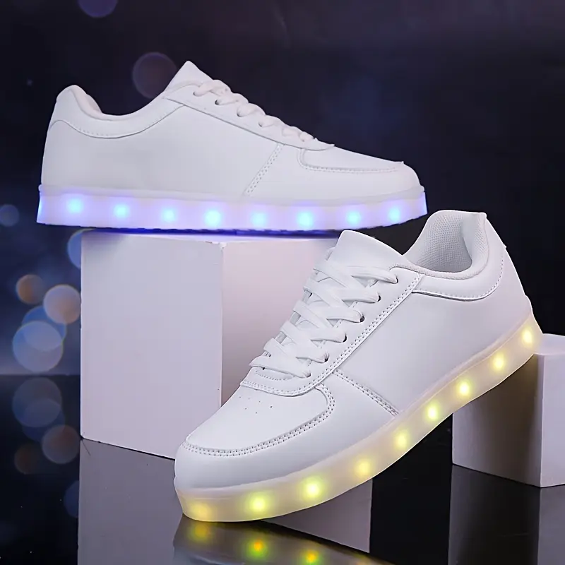 [Rechargeable LED Light Shoes] USB Rechargeable 450mAh LED Light-Up Skateboarding Shoes - Breathable Fabric Inner, Durable TPR Sole, All-Season Casual Sports Footwear 7