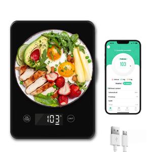 Smart Kitchen Food Scale with Nutritional Calculator, 1 Count Batteries/rechargeable Bluetooth Connection Support Digital Grams and Ounces for A Healthy Life, Baking, Cooking and Meal Prep, Kitchen Accessories, Kitchen Gadgets, Measuring Spoons