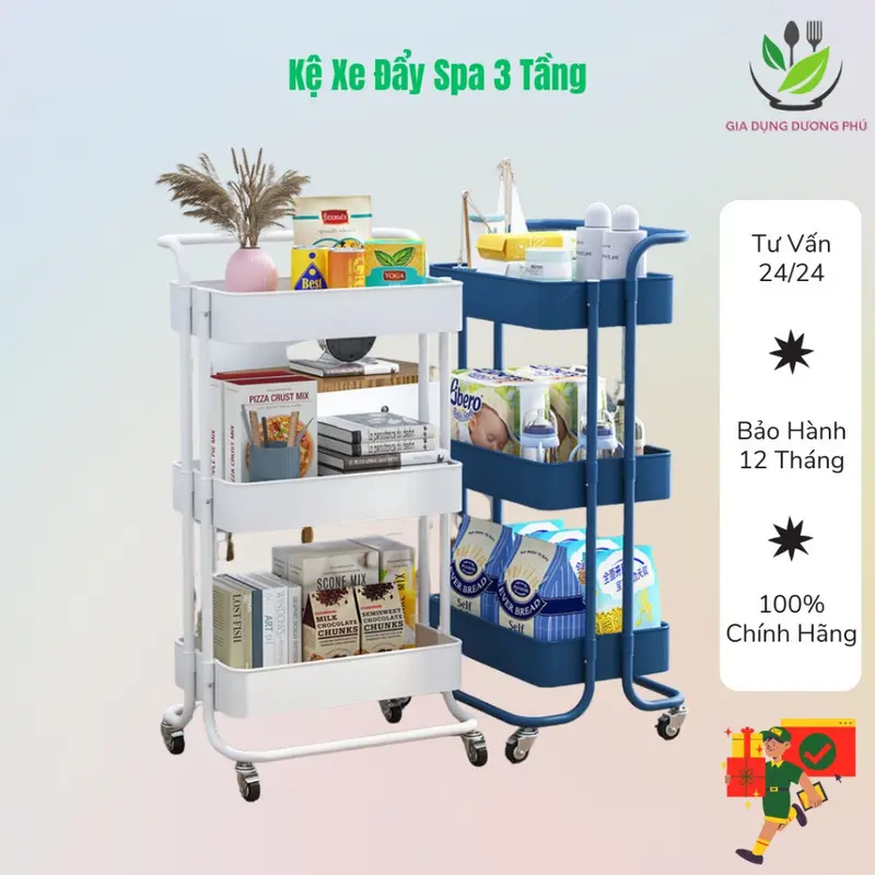phẩm [ Mới ] Kệ xe đẩy spa khung sắt khay nhựa chắc chắn cứng cáp đựng đồ nail để đồ nhà bếp gọn gàng có bánh xe di chuyển 7