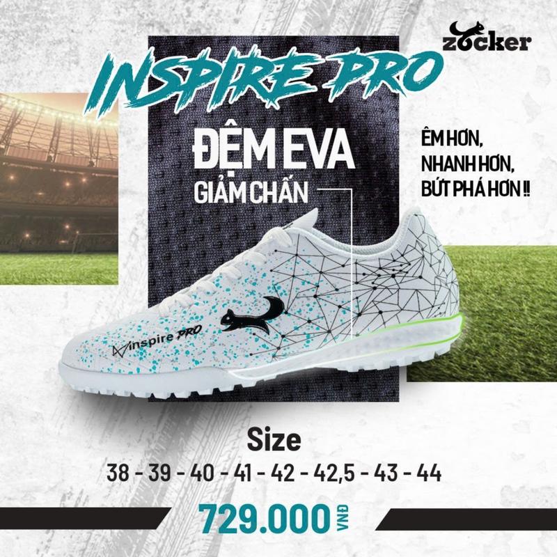 Giày Bóng Đá Zocker Inspire Pro - Chính Hãng [Full Box + Quà Tặng] - Sport - Sneaker - Cao Su - Đá Banh - Tập Thể Dục - Giày Thể Thao