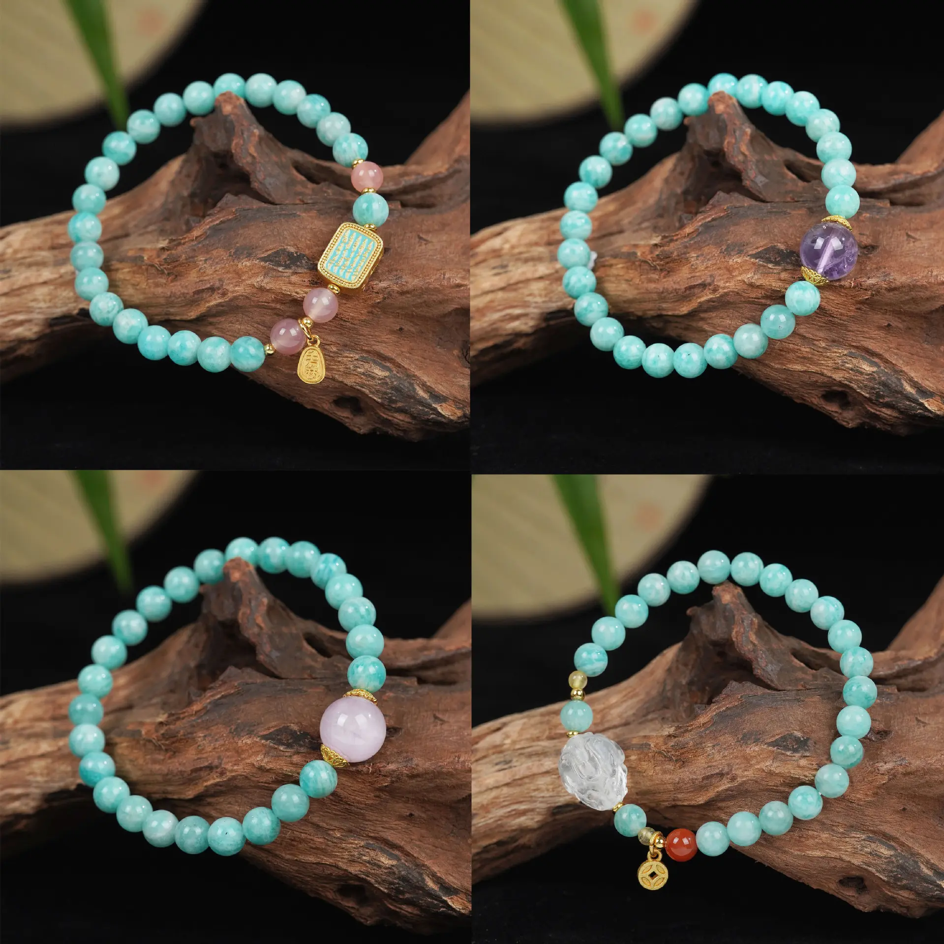 Amazonite Bracelet Female Blue Green Crystal Old Mine Bracelet Summer Ornament Gift Factory Wholesale All-Match