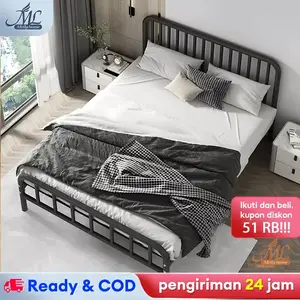 Tempat Tidur Besi 160cm Ranjang Besi Ranjang Kasur Rangka Tempat Tidur Minimalis Hitam Dipan Besi