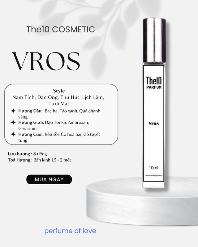 Nước hoa nam The10 - VROS chai 10ml nam tính, lịch lãm, hương đầu bạc hà, táo xanh, quả chanh vàng - Perfume