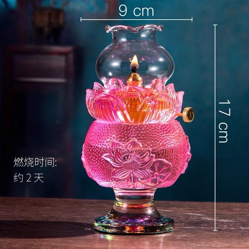 ĐÈN DẦU LƯU LY CAO 17 CM , ĐÈN DẦU CHO PHẬT HỘ GIA ĐÌNH 4