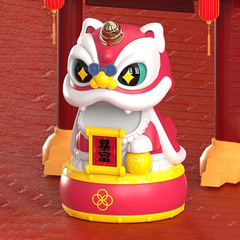 Product Introduction of Mascot Ornament Chinese Style Lucky Dancing Lion Model Solar Powered Home Decoration Holiday Gifts Bring Wealth Good Fortune Electronic Plastic 26