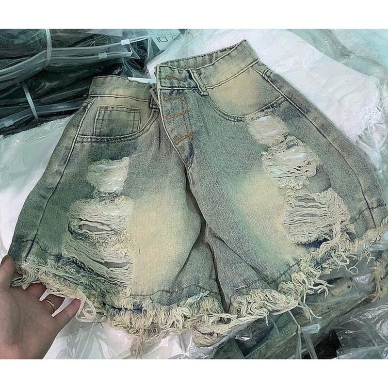 QUẦN SOOC NỮ 4 CÚC KHUY ĐỒNG RÁCH TUA RUA,QUẦN SHORT NỮ RÁCH PHỐI 2 TÚI LƯNG CAO ÔM BODY SIÊU HOT 6