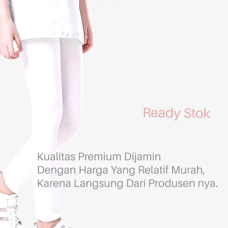 Legging putih anak perempuan 5 tahun sampai 15 tahun bahan tebal adem nyaman dipakai / Celana legging panjang putih anak cewek / Leging putih paskibra / Lejing putih tebal 7 tahun 2