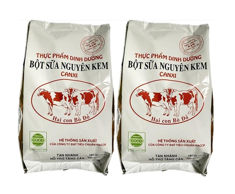1Kg Sữa Bột Nguyên Kem Hai Con Bò Đỏ Milk