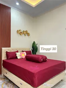 Sprei Hotel Tinggi 30cm Seprei Embose Satu Set Sarung Bantal Sarung Guling  Single Queen King Size Superking dan Guling Adem Halus Bisa Dicuci Bebas