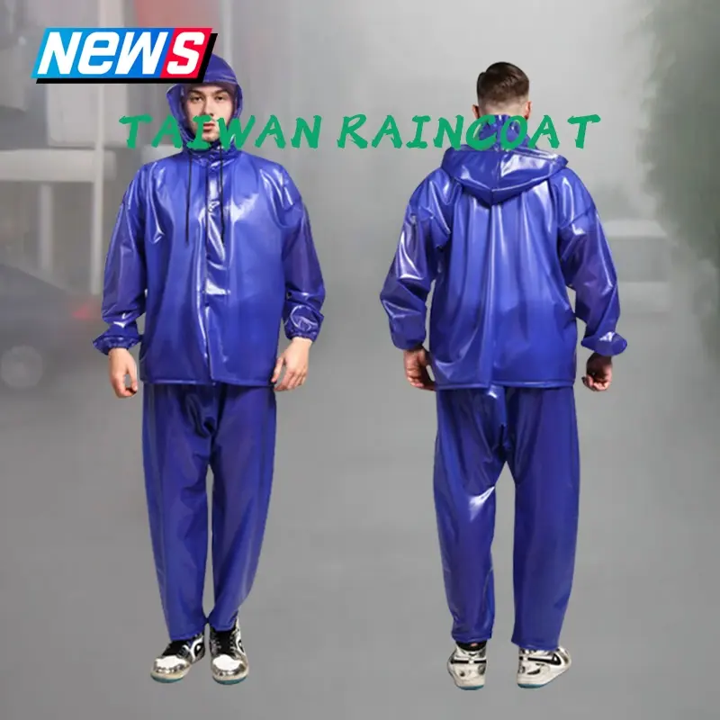 Baju Hujan Biru Getah, Berkualiti Tinggi Taiwan, Sut Baju Hujan Tebal, Luaran, Kapote Makapal, [COD]