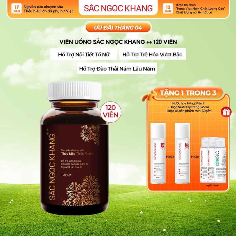 Viên Uống Đẹp Da Sắc Ngọc Khang ++ [120 Viên] Cao Cấp - Hỗ Trợ Cải Thiện Nám Sạm Tàn Nhang Tươi Trẻ Làn Da Nội Tiết Tố Nữ