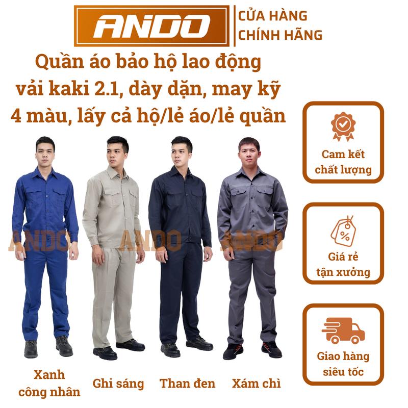 Quần áo bảo hộ lao động Ando, vải kaki 2.1 dày dặn, may kỹ, 4 màu sắc tùy chọn, in đồng phục kỹ sư, công nhân, công trình Nam Menwear Workwear