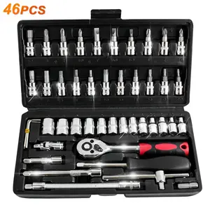 Kunci Socket Wrench 46 pcs 8-14mm Pas Socket Set 1/4 Car Repair Tool