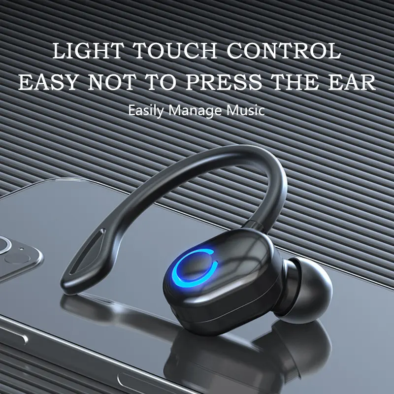Earphone Bluetooth Nirkabel Dengan MIK Ear-Hook Handsfree Dalam Telinga Earphone Portabel Stereo Mini Nirkabel Musik Bass Berat Olahraga Suara 【Headset Tunggal】 2
