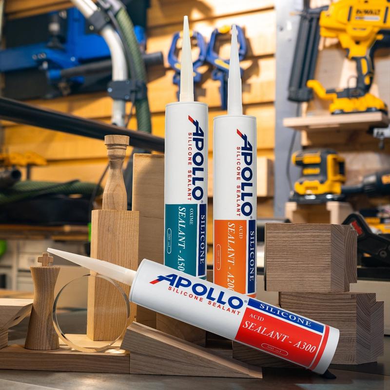 Keo Silicone Apollo Chính Hãng, A500, A200, A100, Trắng Sữa, Trắng Đục, Đen, Kèm Đầu Vòi