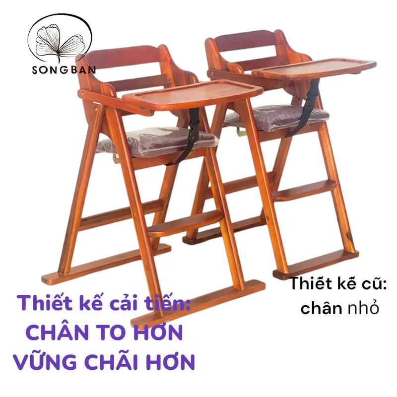Ghế Ăn Dặm Xếp Gọn Gàng Gỗ Cao Su Cho Bé (Nhiều Màu) - Hàng VN Xuất Khẩu 3