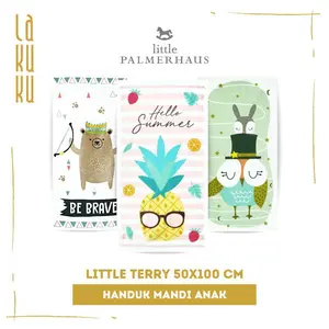 Little Palmerhaus Handuk Mandi Bayi Anak Little Terry 50x100 cm - Handuk Mandi Anak 100% Katun Premium Lembut & Super Menyerap Air Desain Lucu dan Menyenangkan - Kids Babies