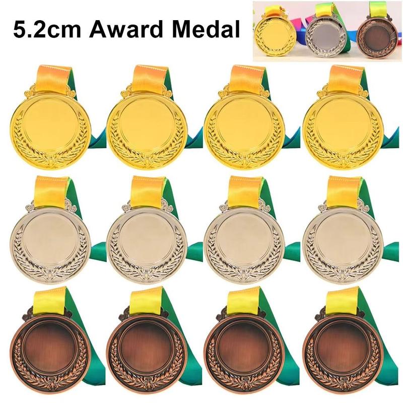 Huy chương giải thưởng hai mặt, 1 cái, với ruy băng cổ, kích thước 5,2cm, thích hợp cho giải thưởng cuộc thi, phần thưởng thể thao bằng đồng, thích hợp cho các cuộc thi, tiệc tùng và cuộc đua, hàng mới về 1