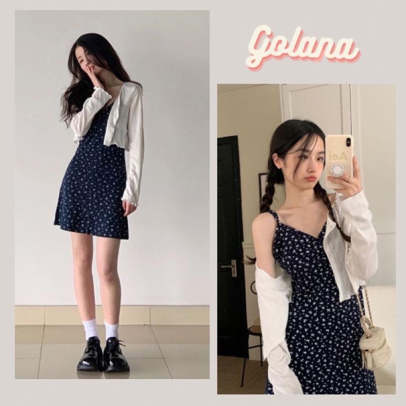 Váy Hai Dây Hoa dáng Ngắn Kèm Áo Khoác, Đầm 2 dây đi biển Kèm Cardigan ( Có Bigsize)