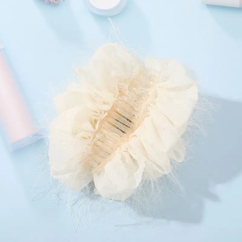 Kẹp Tóc Nơ Nhiều Lớp Lưới Vải, Kẹp Tóc Xoăn Sau Đầu Thời Trang, Phụ Kiện Tóc Thời Trang, 1 Cái 7