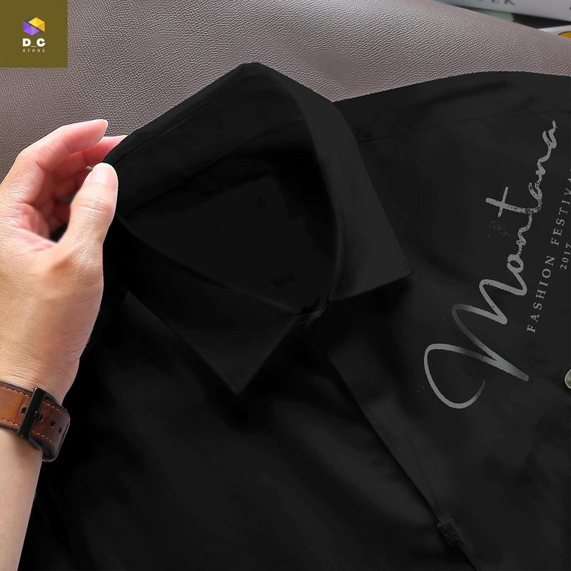 Product Introduction of Áo sơ mi màu đen che khuy cúc áo tôn vẻ sang trọng lịch lãm Menswear Nam măngsét áosơmi 30