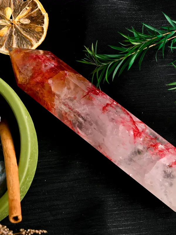 Dyed Hematoid Quartz Tower, Bohemian Style Crystal Tower for Home Decoration, Unique Gifts for Holidays 3