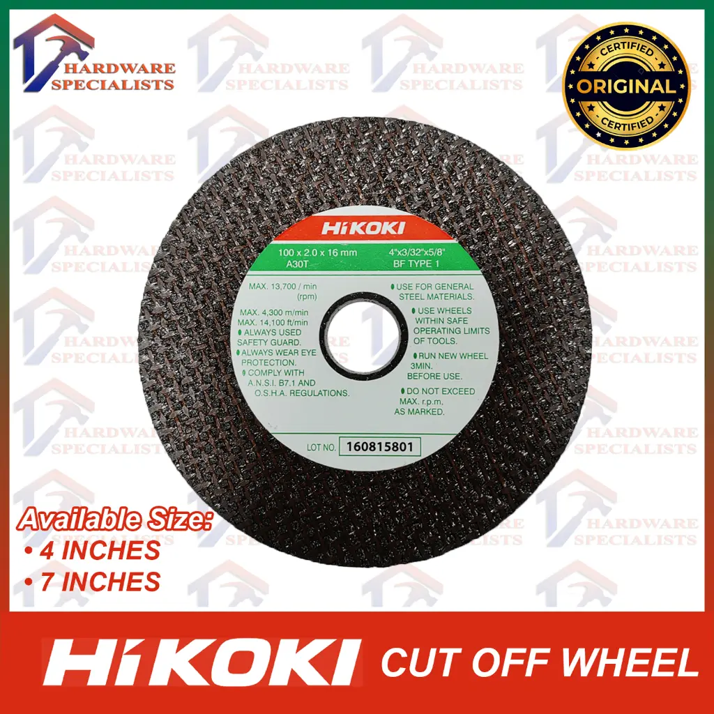 Hikoki Cut-Off Wheel 4” or 7" Original Authentic