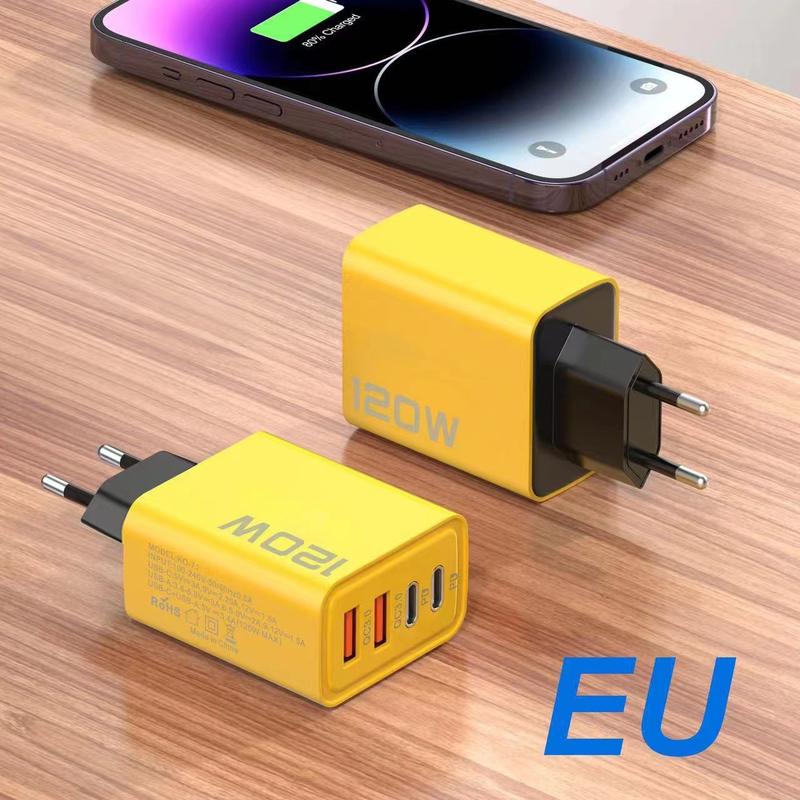 Product Introduction of Bộ sạc sạc nhanh,  USB kép + Type-C kép, Sạc nhanh PD Nhiều Cổng, Tiêu chuẩn Hoa Kỳ và Châu Âu, Tương thích với các thiết bị đầu cuối sạc Phụ Kiện Phone 120W 11